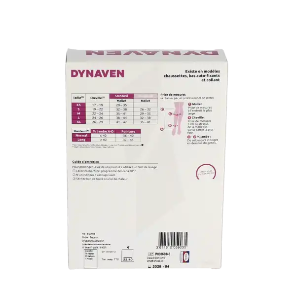 Dynaven Transparent Chaussettes  Femme Classe 2 Noir Large Normal