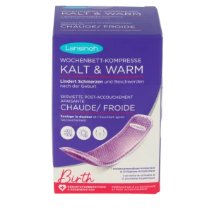 Lansinoh Serviette Post-accouchement Apaisante Froid Chaud+12 Pochettes Jetables