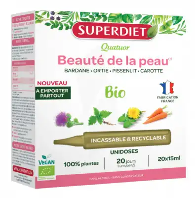 Superdiet Quatuor Bio Solution Buvable Beauté De La Peau 20 Unidoses/15ml à JOINVILLE-LE-PONT