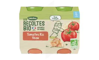 Blédina Les Récoltes Bio Tomates Riz Veau 2 Pots/200g à Cholet