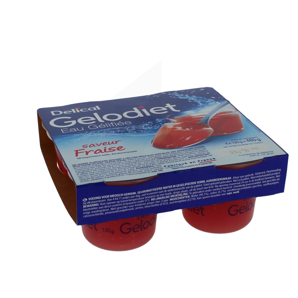 Gelodiet Eau Gélifiée Fraise 4pots/120g