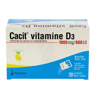 Cacit Vitamine D3 1000 Mg/880 Ui, Granulés Effervescents 30sach/8g
