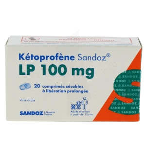 Ketoprofene Sandoz Lp 100 Mg, Comprimé Sécable à Libération Prolongée