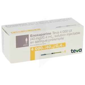 Enoxaparine Teva 4000 Ui (40 Mg)/0,4 Ml, Solution Injectable En Seringue Préremplie