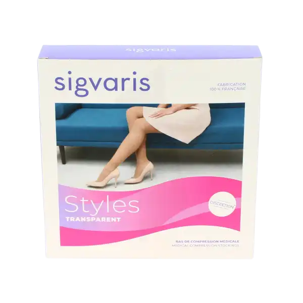 Sigvaris Styles Transparent Bas Auto-fixants Po Femme Classe 2 Beige 110 Small Normal