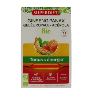Superdiet Ginseng Gelée Royale Acérola Bio Solution Buvable 20 Ampoules/10ml