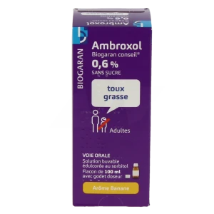 Ambroxol Biogaran Conseil 0,6 % Sans Sucre, Solution Buvable édulcorée Au Sorbitol