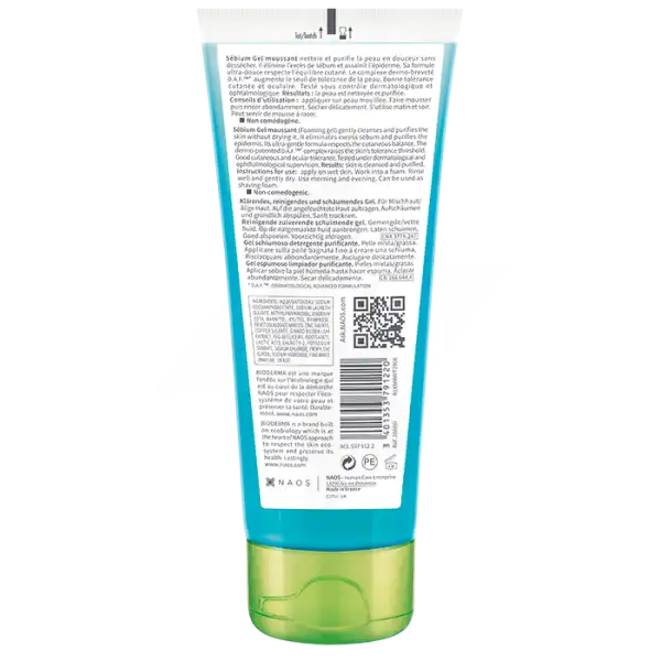 Bioderma Sébium Gel Nettoyant Purifiant Peau Mixte à Grasse Format Voyage 100ml