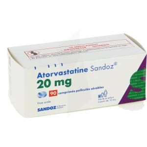 Atorvastatine Sandoz 20 Mg, Comprimé Pelliculé Sécable