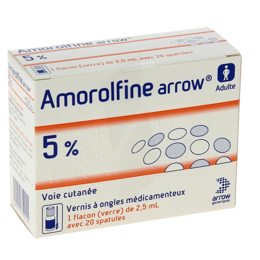 Amorolfine Arrow 5 % V Ongles Médicamenteux 1fl/2,5ml+20spat