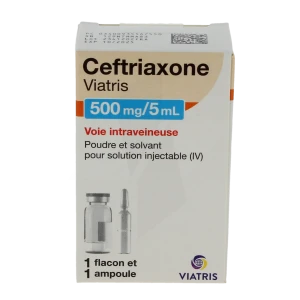 Ceftriaxone Viatris 500 Mg/5 Ml, Poudre Et Solvant Pour Solution Injectable (iv)