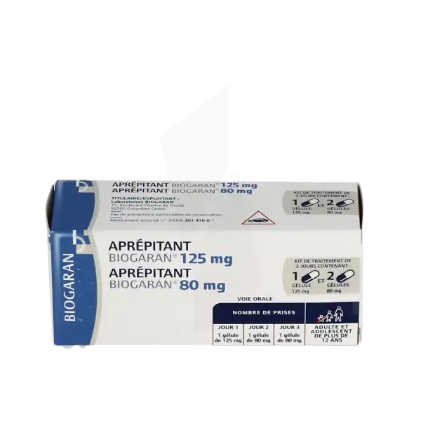 Aprepitant Biogaran 125 Mg, Gélule Et Aprepitant Biogaran 80 Mg, Gélule