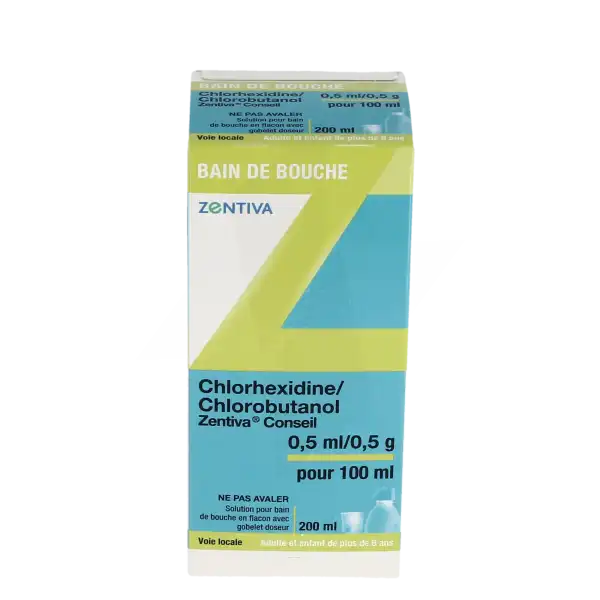 Chlorhexidine/chlorobutanol Zentiva 0,5 Ml/0,5 G Pour 100 Ml, Solution Pour Bain De Bouche En Flacon