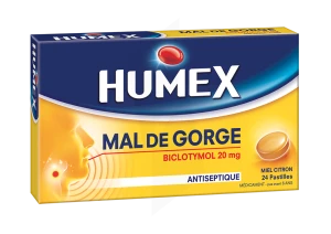 Humex Mal De Gorge Biclotymol 20 Mg Miel Citron, Pastille