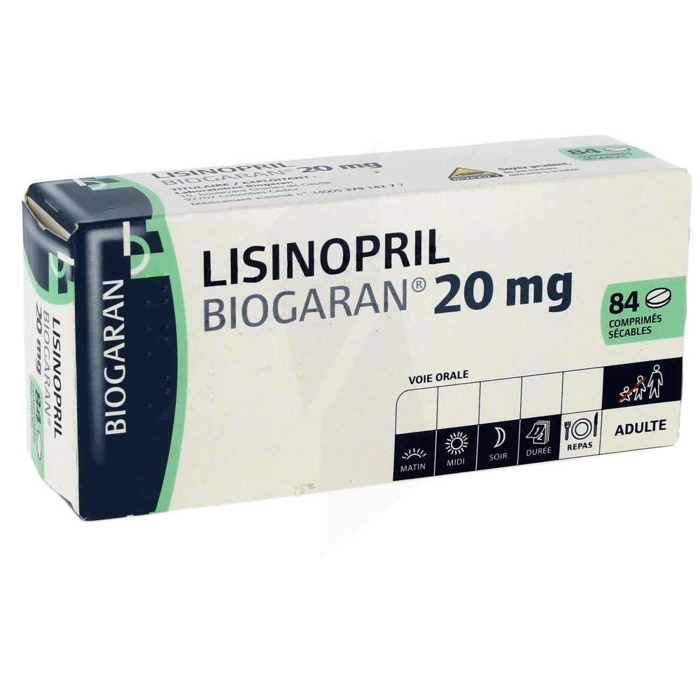 Lisinopril Biogaran 20 Mg, Comprimé Sécable