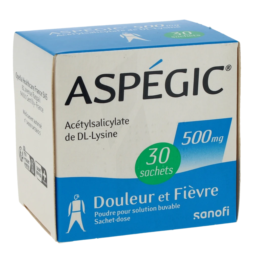 Aspegic 500 Mg, Poudre Pour Solution Buvable En Sachet-dose