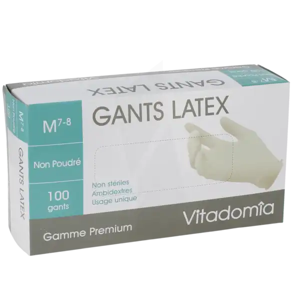 Vitadomia Gant Latex Sans Poudre Premium Tm 7/8 B/100
