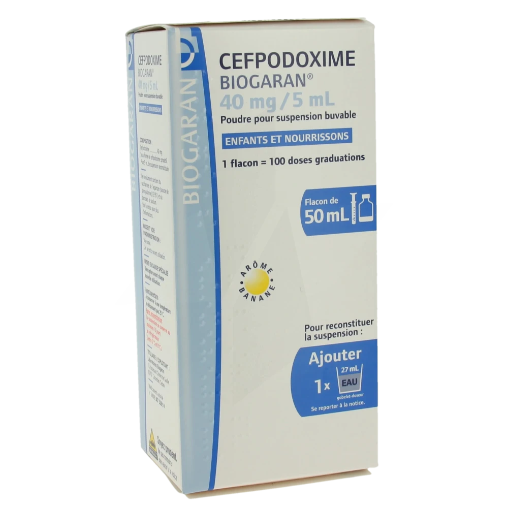 Cefpodoxime Biogaran Enfants Et Nourrissons 40 Mg/5 Ml, Poudre Pour Suspension Buvable