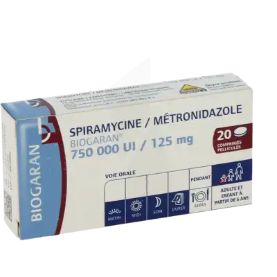 Spiramycine/metronidazole Biogaran 750 000 Ui/125 Mg, Comprimé Pelliculé à CANALS