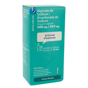 Alginate De Sodium/bicarbonate De Sodium Biogaran Conseil 500 Mg/267 Mg, Suspension Buvable En Sachet édulcorée à La Saccharine Sodique