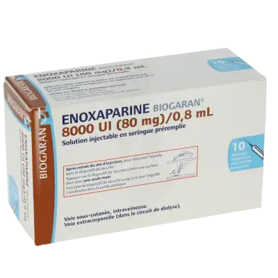 Enoxaparine Biogaran 8000 Ui (80 Mg)/0,8 Ml, Solution Injectable En Seringue Préremplie à POITIERS