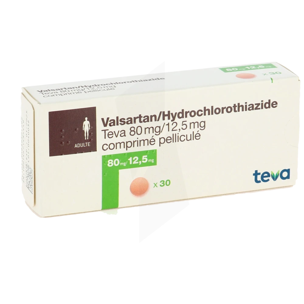 Valsartan/hydrochlorotiazide Teva 80 Mg/ 12,5 Mg, Comprimé Pelliculé