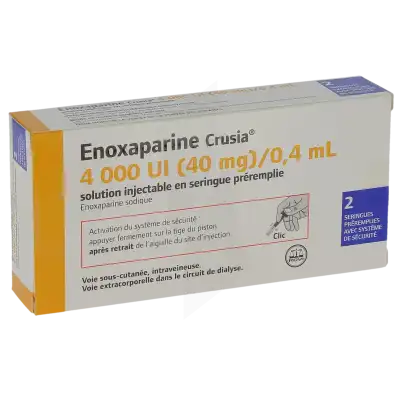 Enoxaparine Crusia 4 000 Ui (40 Mg)/0,4 Ml, Solution Injectable En Seringue Préremplie à CHAMPAGNOLE