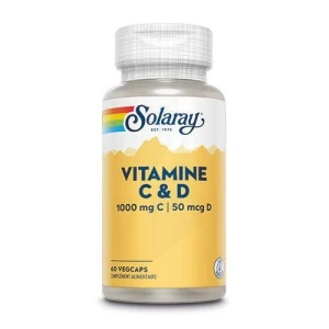 Solaray Vitamine C 1000mg & Vitamine D 50mcg Capsules Végétales B/60