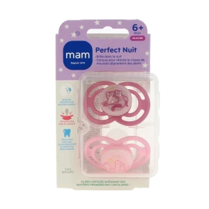 Mam Perfect Sucette Anatomique Silicone +6mois Nuit B/2