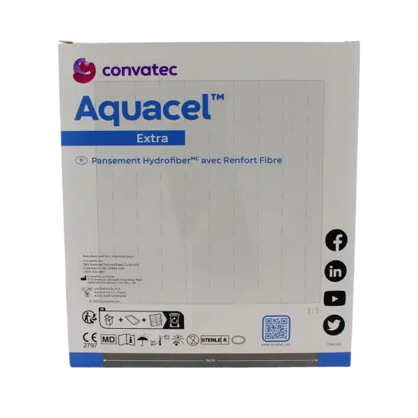 Aquacel Extra Pans Hydrofib Stérile 15x15cm10