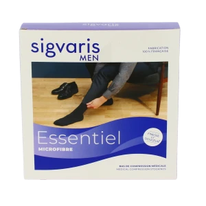 Sigvaris Essentiel Microfibre Bas Auto-fixants  Homme Classe 2 Noir Large Normal