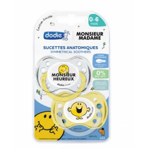 Dodie Duo Sucette Anatomique Silicone 0-6mois Mr Heureux B/2