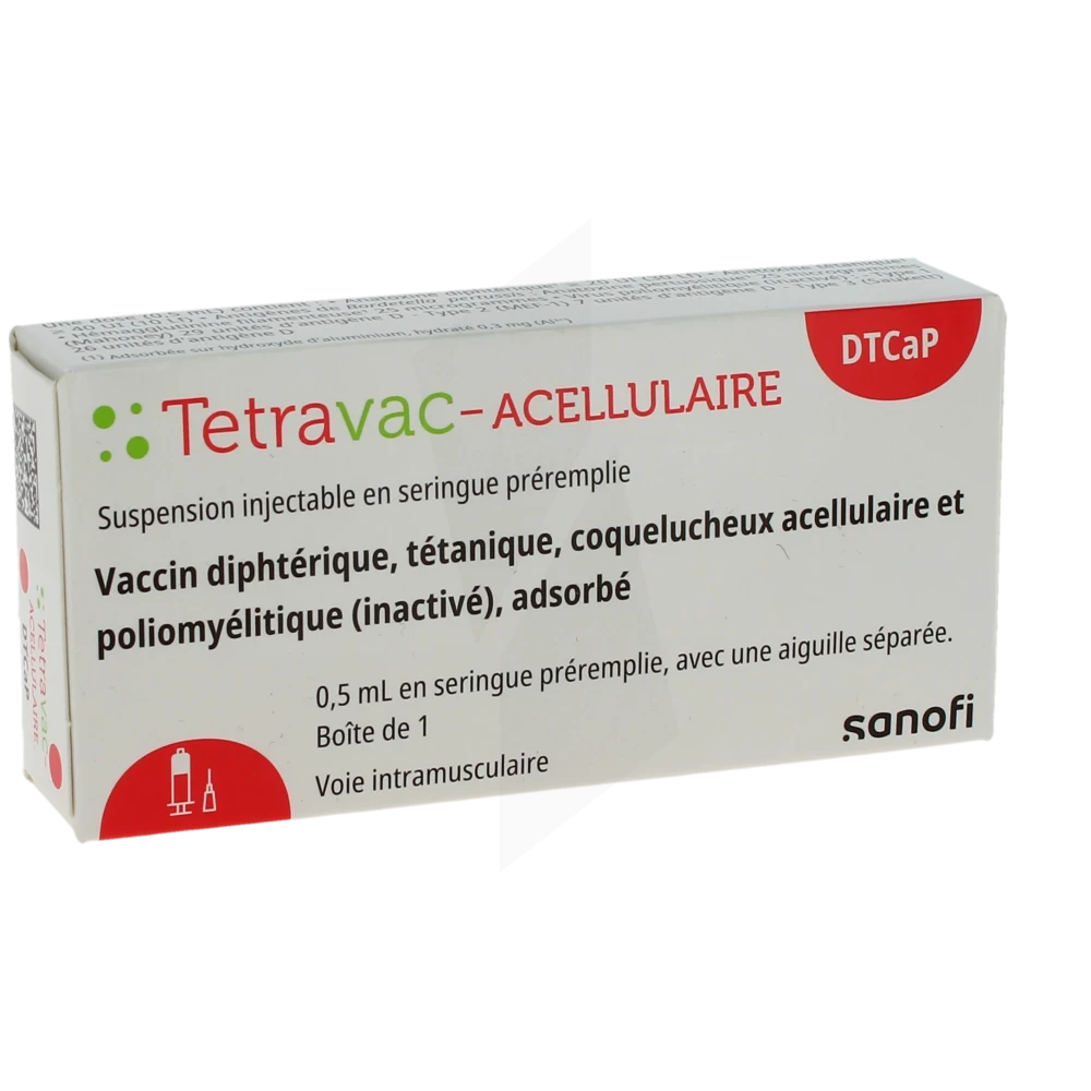 Tetravac-acellulaire, Suspension Injectable En Seringue Préremplie. Vaccin Diphtérique, Tétanique, Coquelucheux Acellulaire Et Poliomyélitique (inactivé), Adsorbé