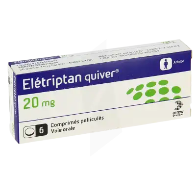 Eletriptan Quiver 20 Mg, Comprimé Pelliculé à Osny