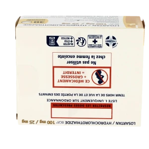 Losartan/hydrochlorothiazide Bgr 100 Mg/25 Mg, Comprimé Pelliculé