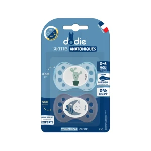 Dodie Sucette Anatomique Jour Nuit Silicone 0-6mois B/2
