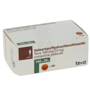 Valsartan/hydrochlorotiazide Teva 160 Mg/25 Mg, Comprimé Pelliculé