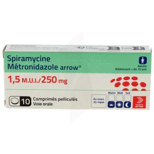 Spiramycine/metronidazole Arrow 1,5 M.u.i./250 Mg, Comprimé Pelliculé