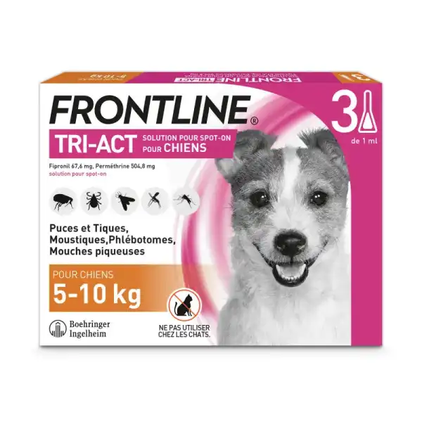 Frontline Tri-act Solution Pour Spot-on Pour Chiens 5 - 10 Kg, Solution Pour Spot-on