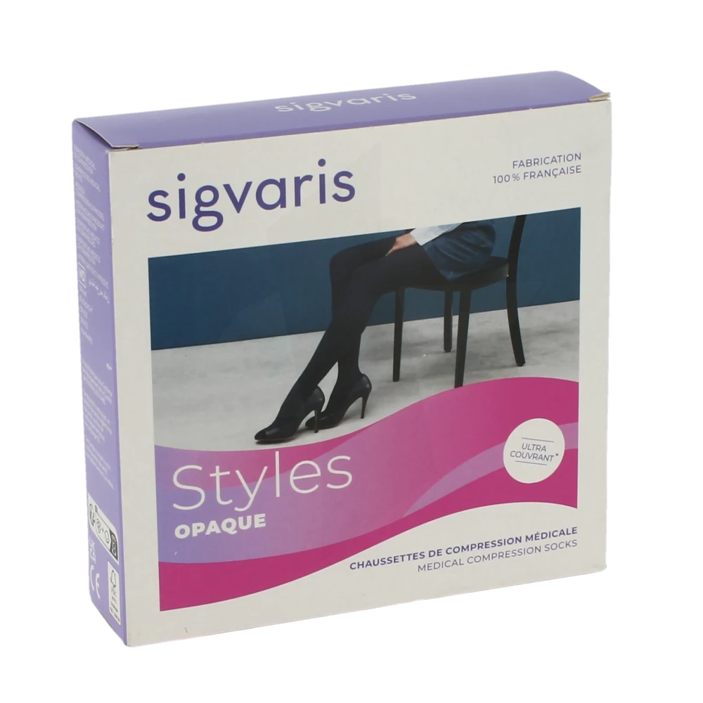 Sigvaris Styles Opaque Chaussettes  Femme Classe 2 Noir Large Normal