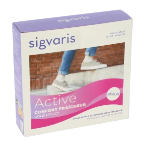 Sigvaris Active Confort FraÎcheur Chaussettes  Femme Classe 2 Écru Xsmall Normal