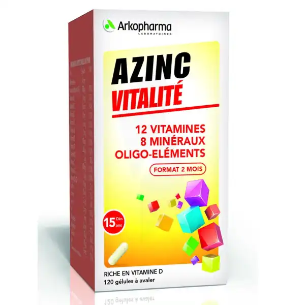 Azinc Vitalite Gél Dès 15 Ans 2fl/120