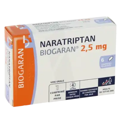 Naratriptan Biogaran 2,5 Mg, Comprimé Pelliculé à CANALS