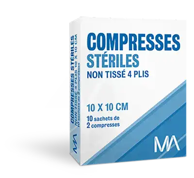 MA Compresses Stériles Non Tissé 10x10 Boîte de 10x2