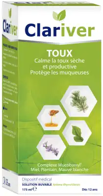 Clariver Solution Buvable Toux Sèche Et Productive Adulte Fl/175ml à Bordeaux