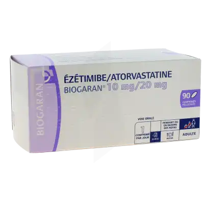 Ezetimibe/atorvastatine Biogaran 10 Mg/20 Mg Cpr Pell Plq/90 à Pradines