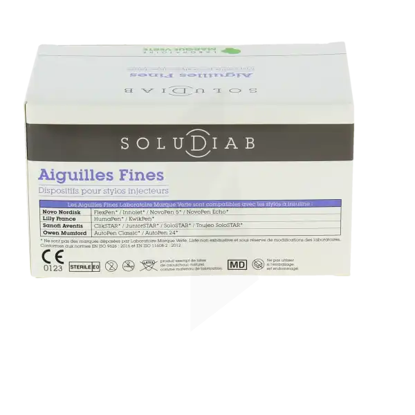 Soludiab Aiguilles Stylos Insuline 5mm Fines 31g  Bt100