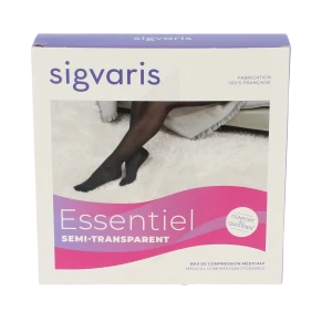 Sigvaris Essentiel Semi-transparent Bas Auto-fixants  Femme Classe 2 Dune Large Long