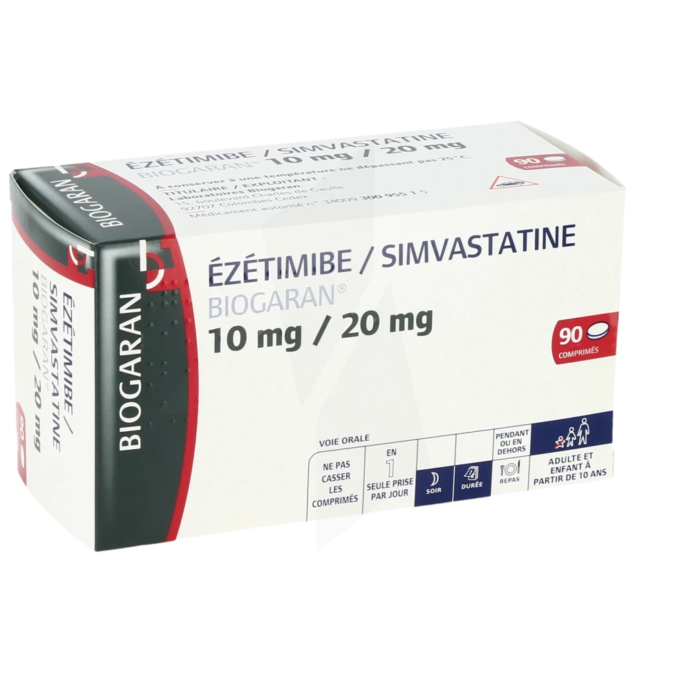 Ezetimibe/simvastatine Biogaran 10 Mg/20 Mg, Comprimé