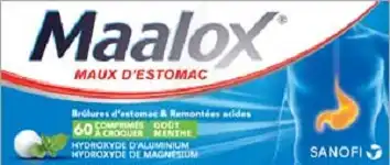 Maalox Maux D'estomac Hydroxyde D'aluminium/hydroxyde De Magnesium 400 Mg/400 Mg, Comprimé à Croquer à LE LAVANDOU